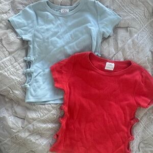 Zara Kids 2 for one! Red and Light Blue Side-Tie Tees